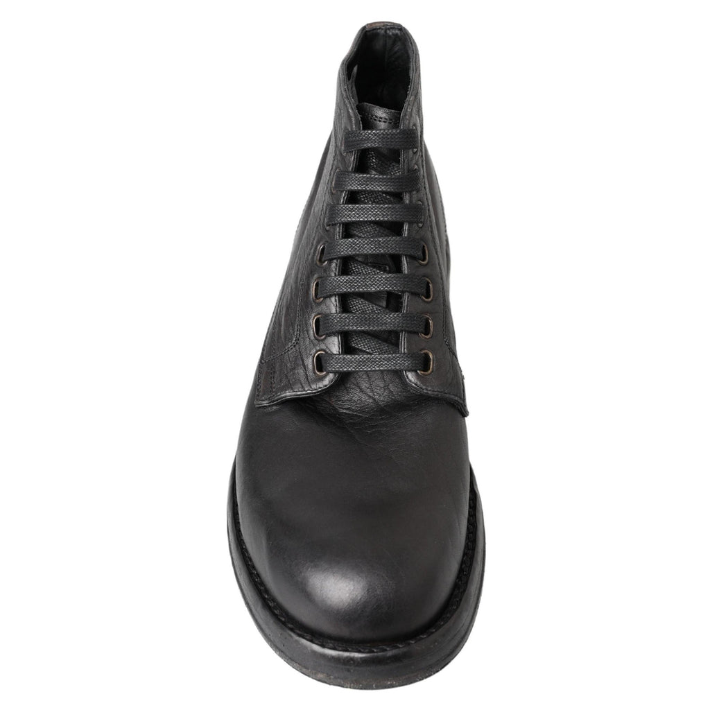 Dolce & Gabbana Black Horse Leather Perugino Boots