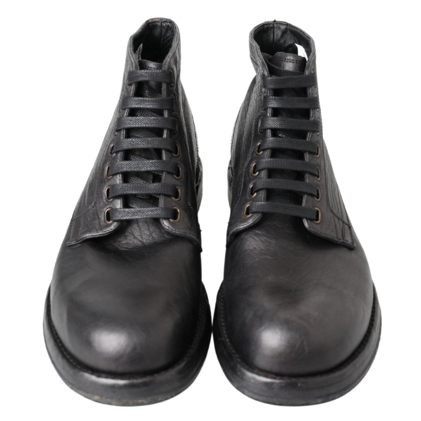 Dolce & Gabbana Black Horse Leather Perugino Boots