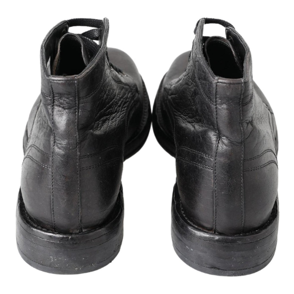 Dolce & Gabbana Black Horse Leather Perugino Boots