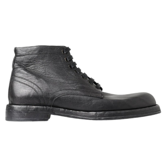 Dolce & Gabbana Black Horse Leather Perugino Boots