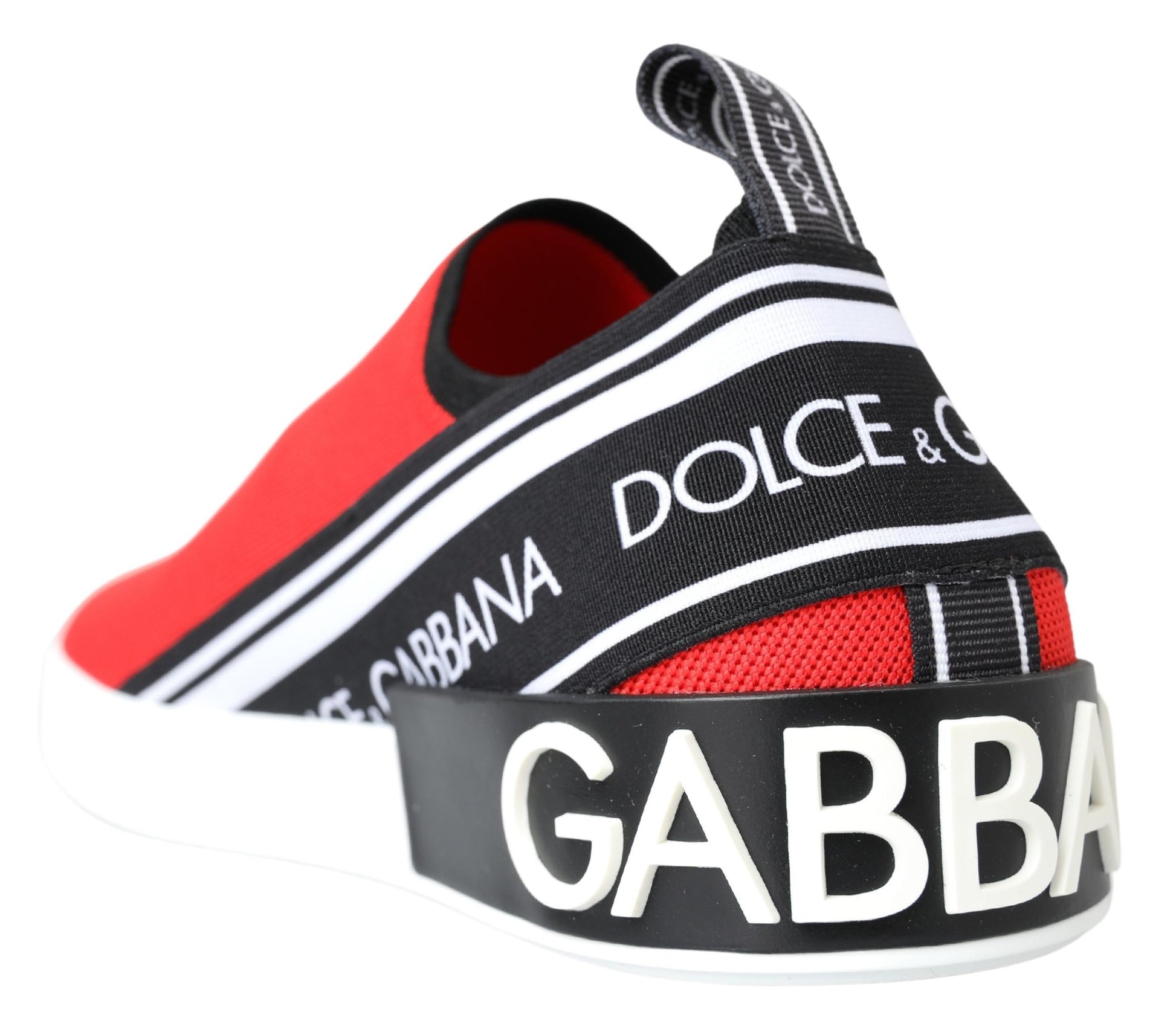 Dolce & Gabbana Red White Flat Sneakers Loafers Shoes Dolce & Gabbana