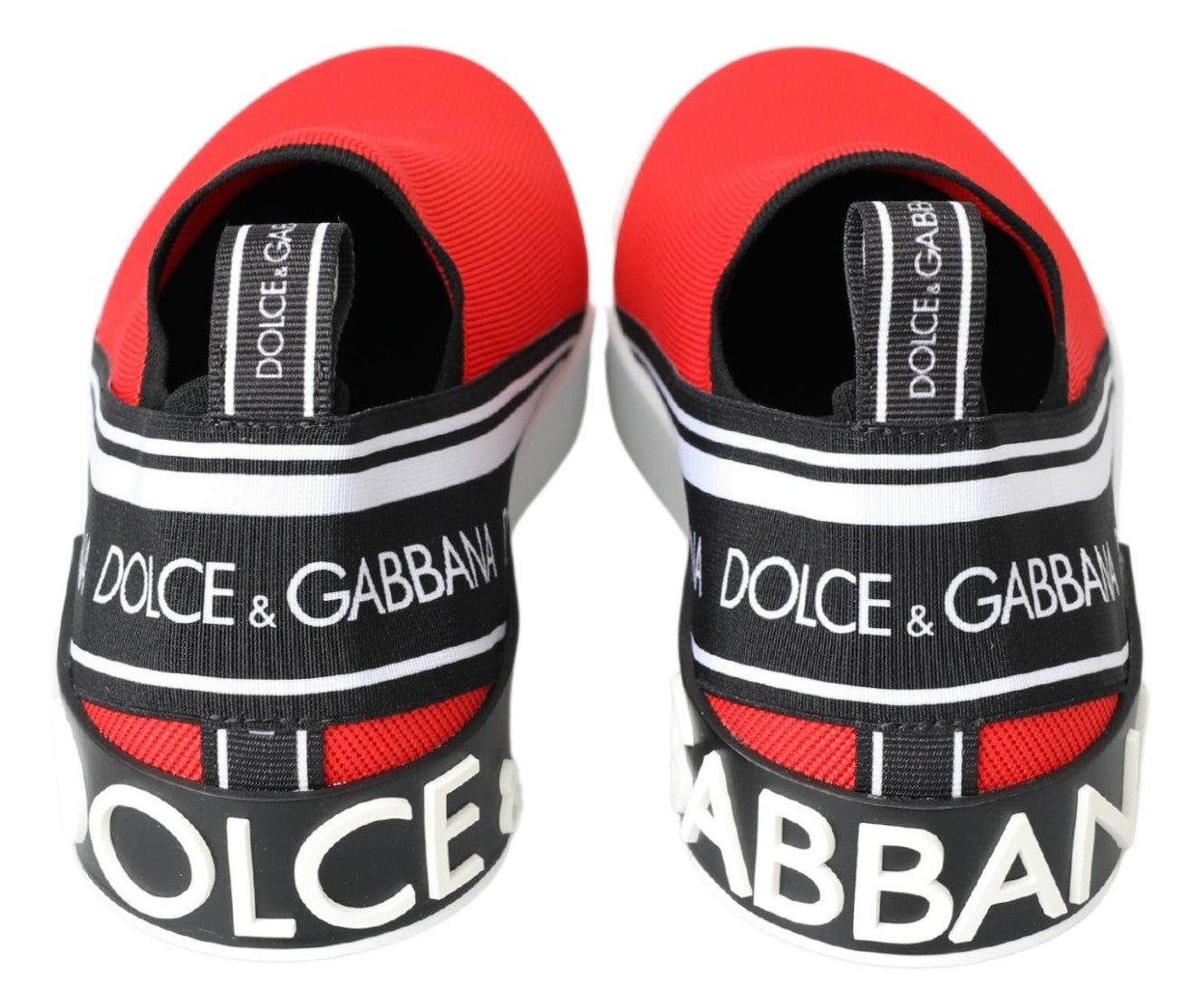 Dolce & Gabbana Red White Flat Sneakers Loafers Shoes Dolce & Gabbana