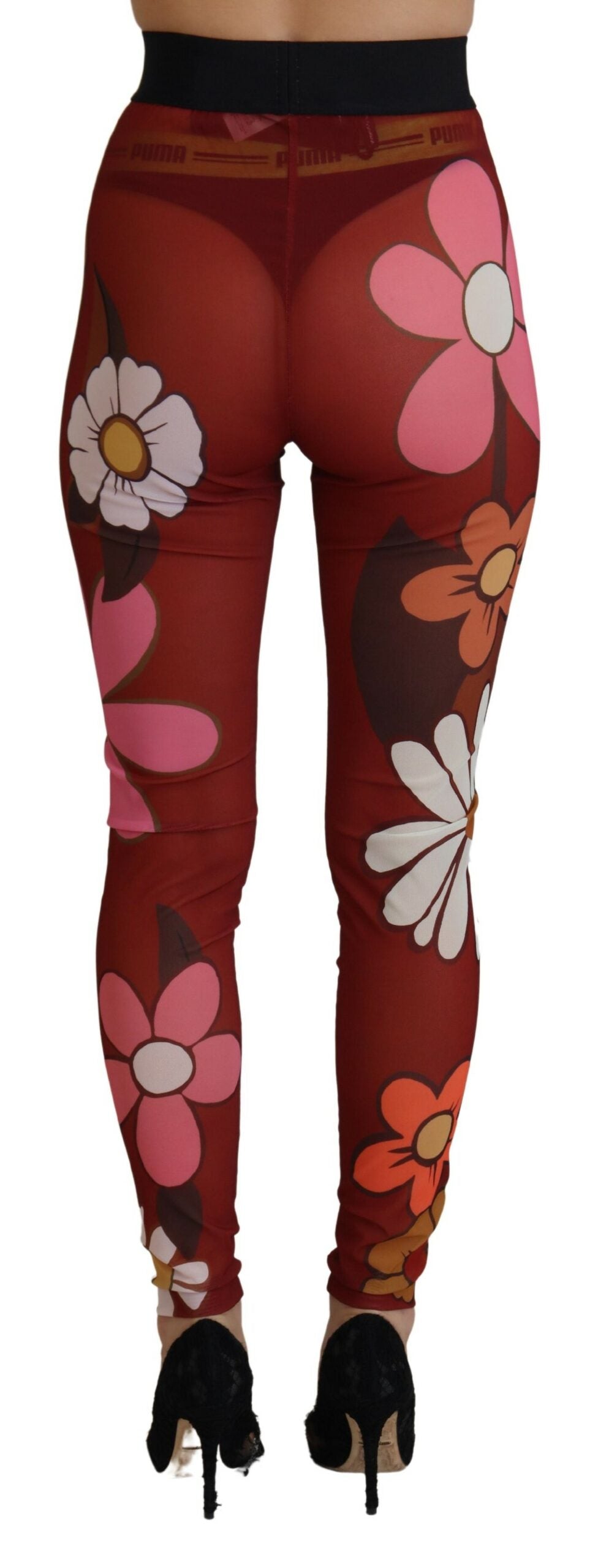 Dolce & Gabbana Red Floral Leggings Stretch Waist Pants Dolce & Gabbana