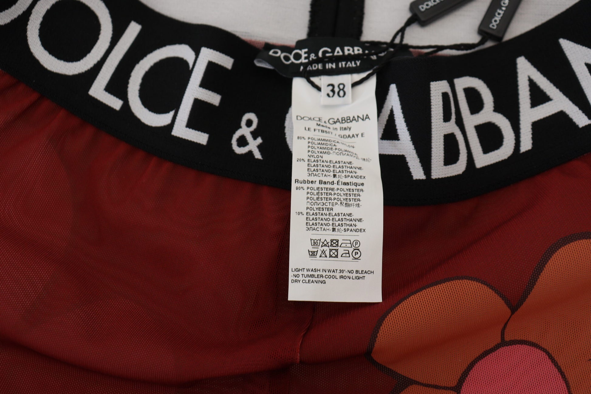 Dolce & Gabbana Red Floral Leggings Stretch Waist Pants Dolce & Gabbana