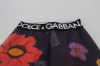 Dolce & Gabbana black floral stretch waist leggings with fitted design and floral print, stylish and comfortable women's pants.