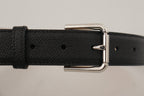 Dolce & Gabbana Black Calf Leather Brown Backend Metal Buckle Belt