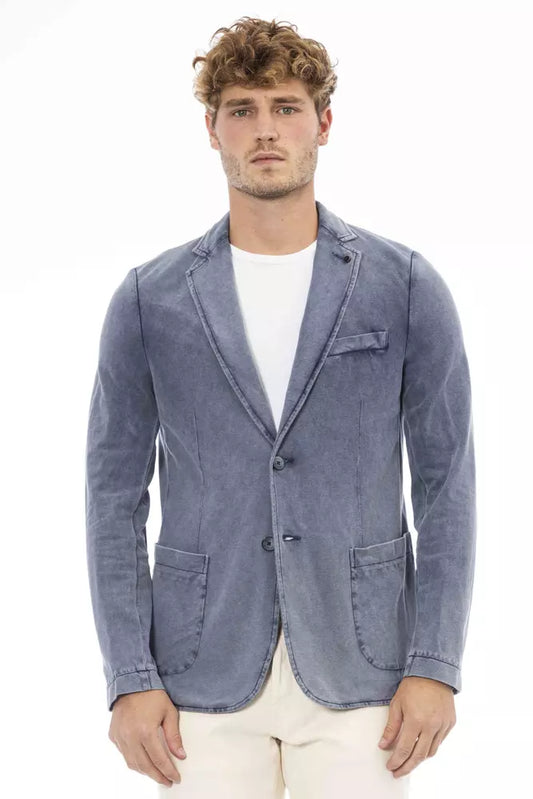 Distretto12 Blue Cotton Mens Blazer Distretto12