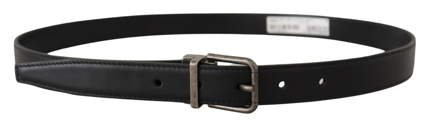 Dolce & Gabbana Black Plain Leather Vintage Logo Metal Buckle Belt Dolce & Gabbana