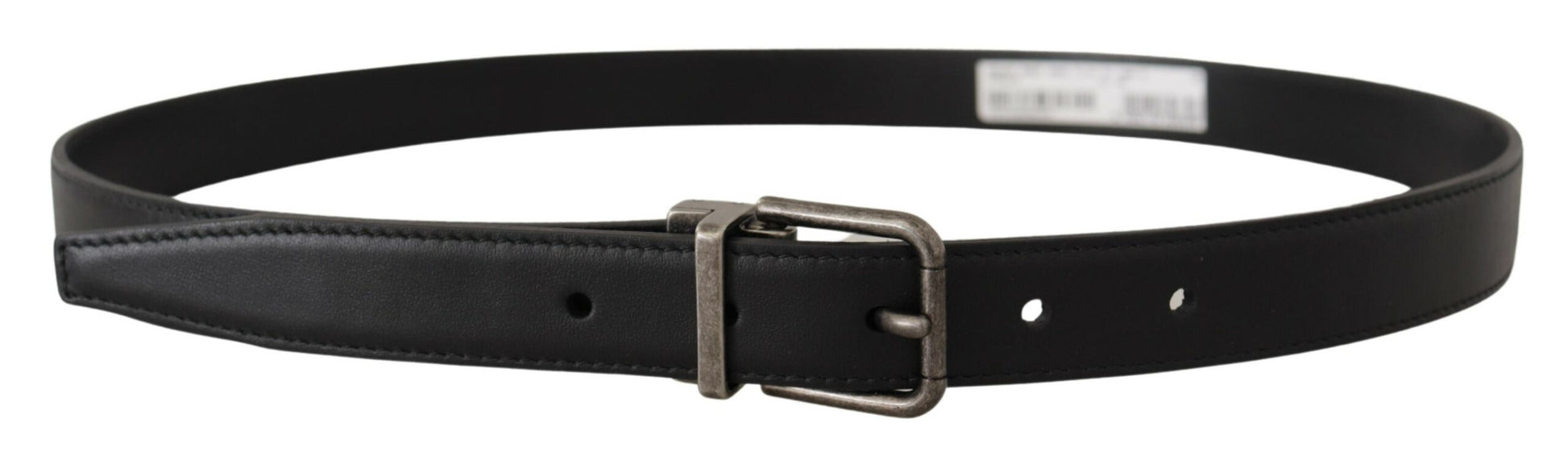 Dolce & Gabbana Black Plain Leather Vintage Logo Metal Buckle Belt Dolce & Gabbana
