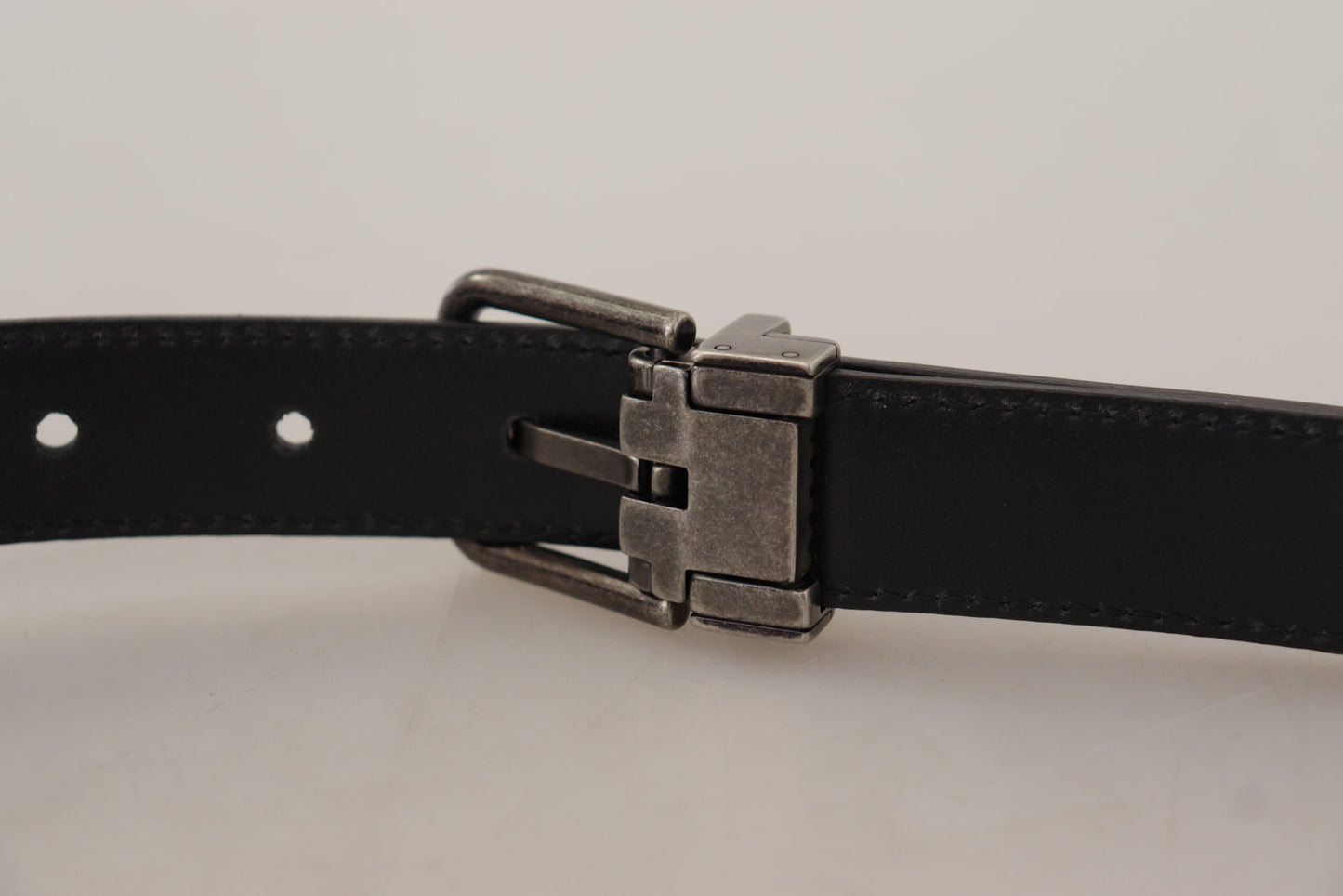 Dolce & Gabbana Black Plain Leather Vintage Logo Metal Buckle Belt Dolce & Gabbana