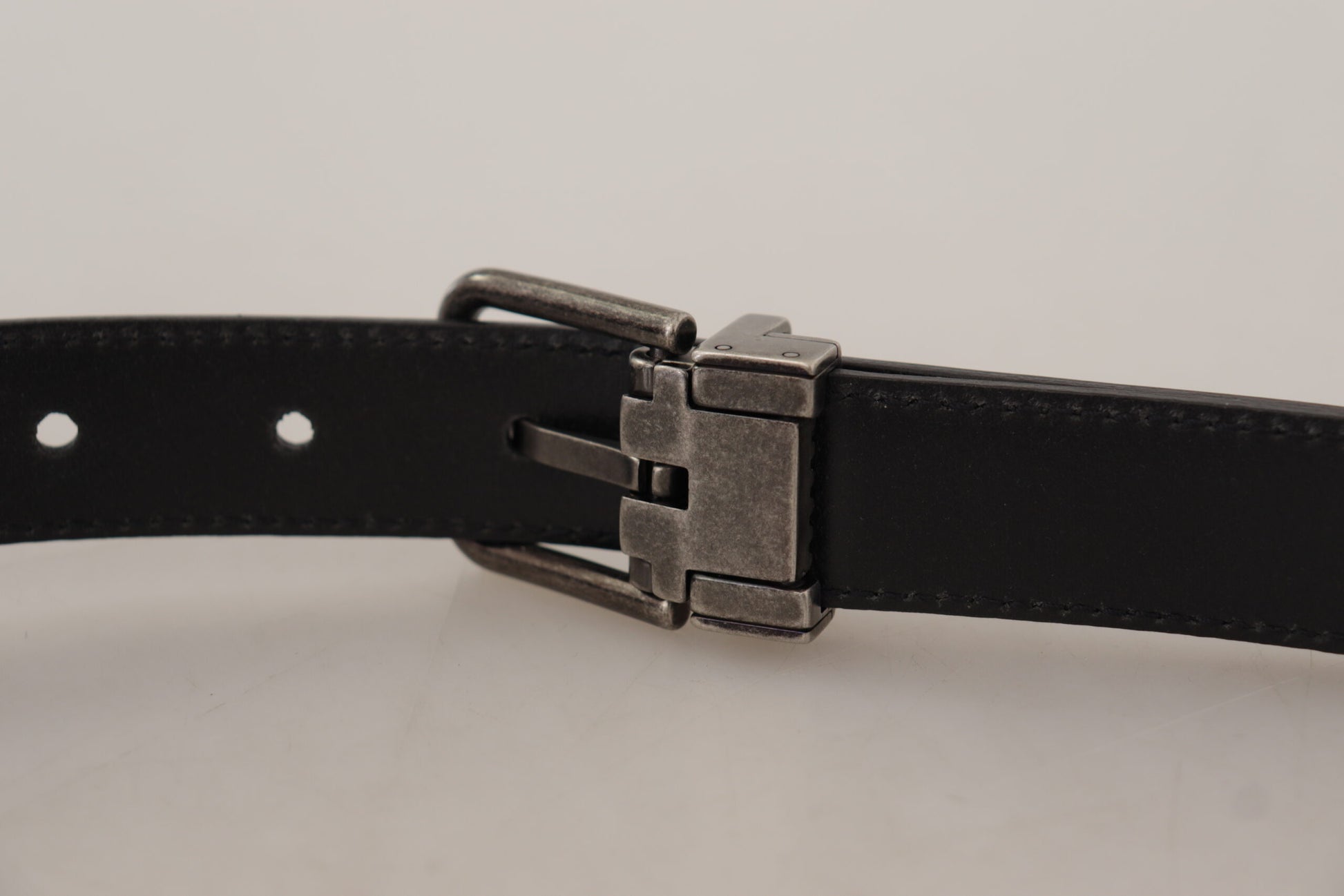 Dolce & Gabbana Black Plain Leather Vintage Logo Metal Buckle Belt Dolce & Gabbana