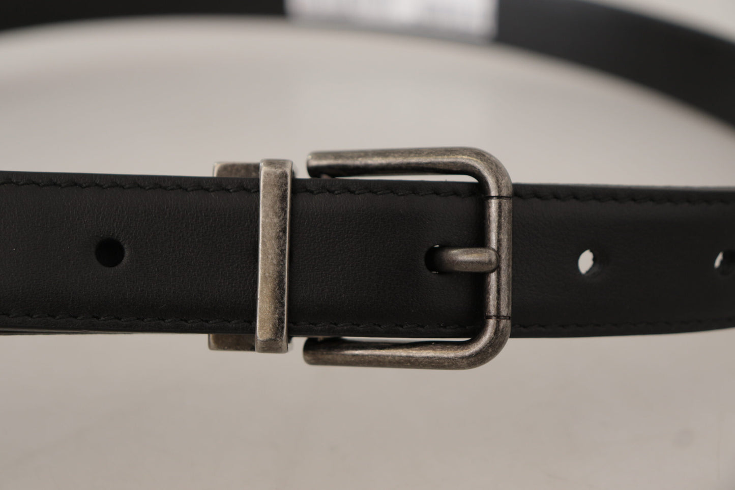 Dolce & Gabbana Black Plain Leather Vintage Logo Metal Buckle Belt Dolce & Gabbana