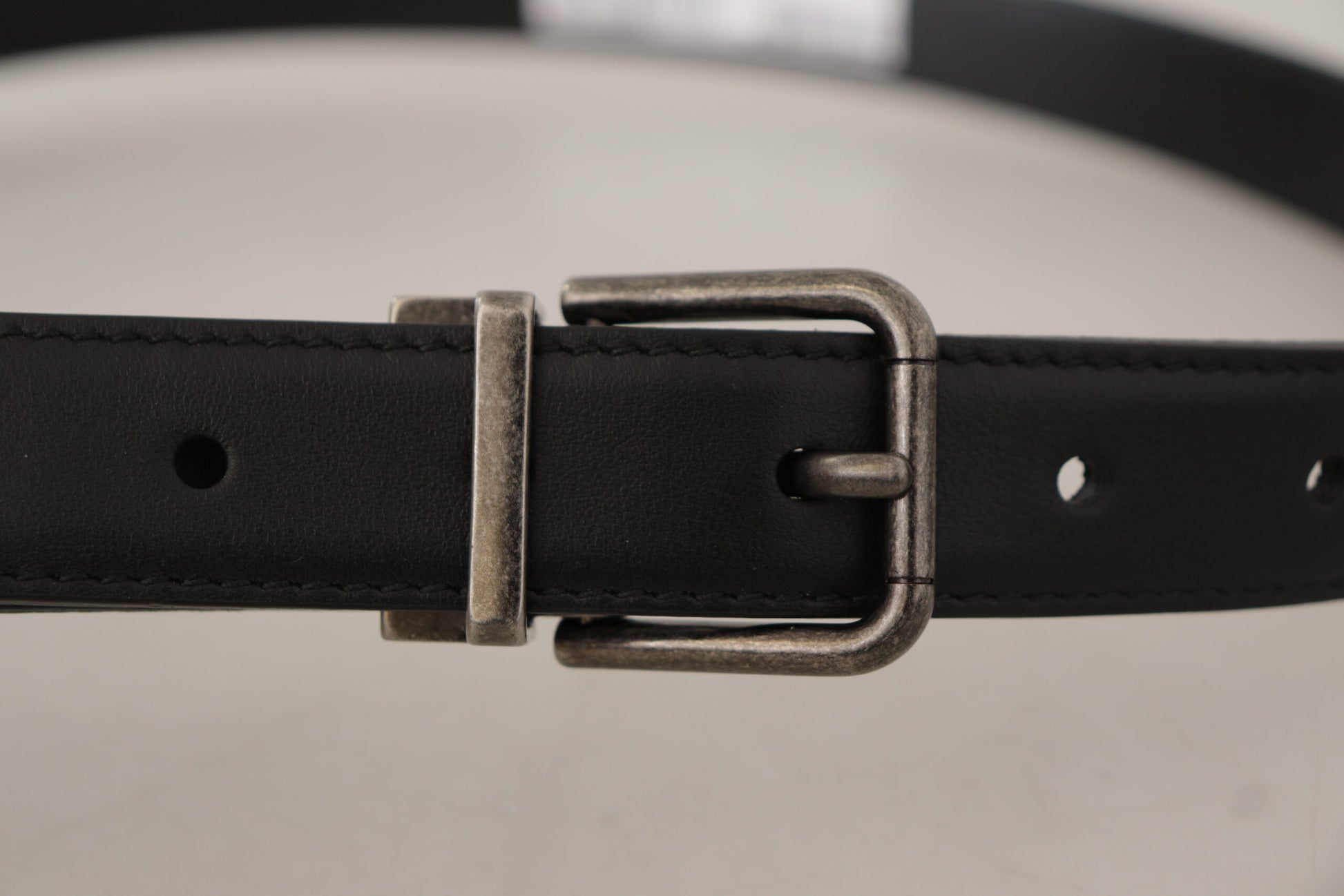 Dolce & Gabbana Black Plain Leather Vintage Logo Metal Buckle Belt Dolce & Gabbana
