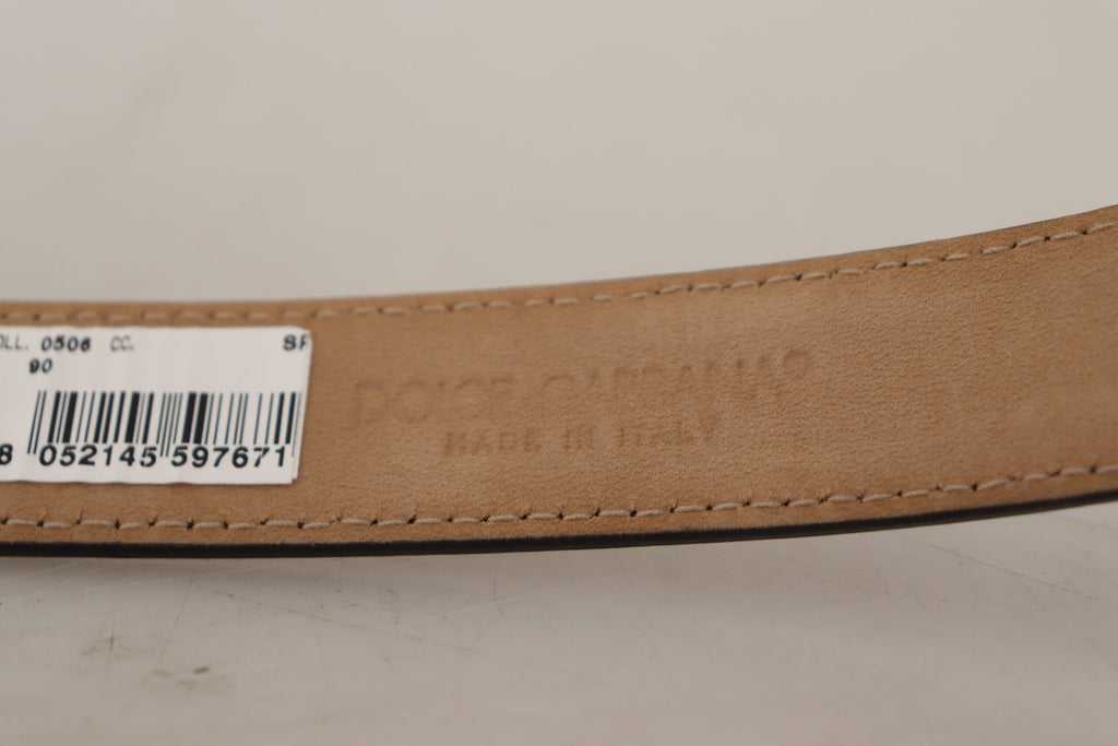 Dolce & Gabbana Black Calf Leather Logo Engraved Metal Buckle Belt - Eljoys Fashion 