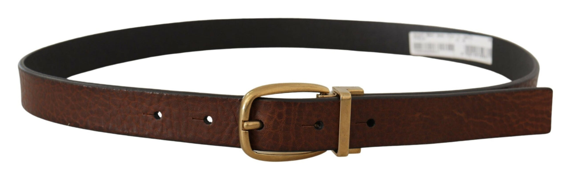 Dolce & Gabbana Brown Leather Classic Vintage Metal Buckle Belt Dolce & Gabbana