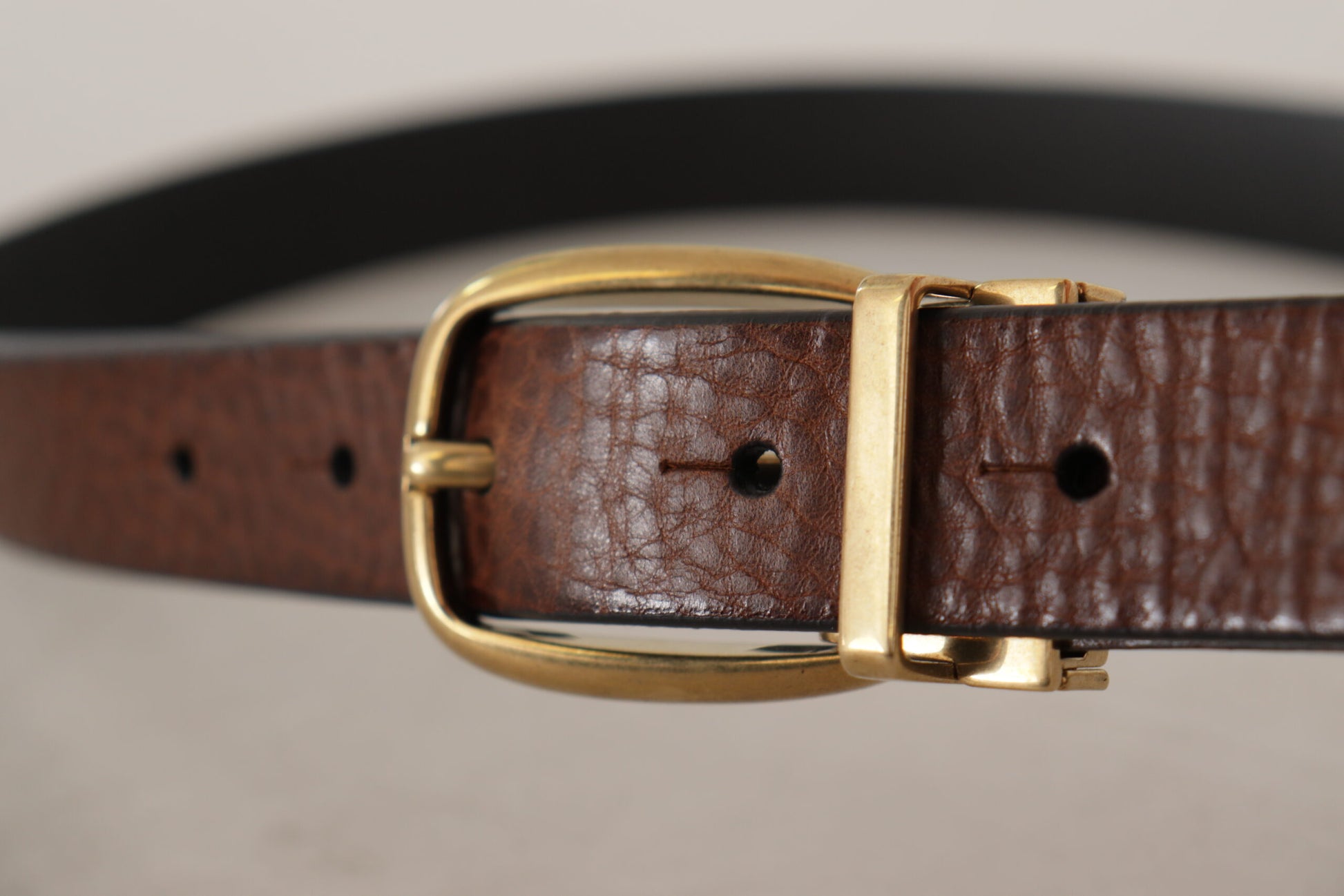 Dolce & Gabbana Brown Leather Classic Vintage Metal Buckle Belt Dolce & Gabbana