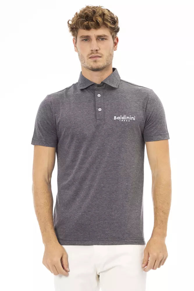 Baldinini Trend Gray Cotton Men Polo Shirt Baldinini Trend