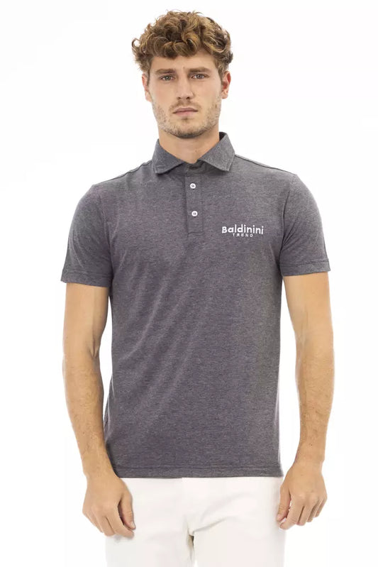 Baldinini Trend Gray Cotton Men Polo Shirt Baldinini Trend