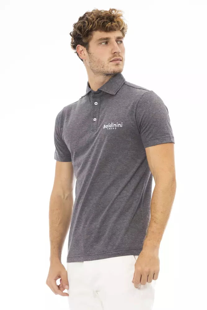 Baldinini Trend Gray Cotton Men Polo Shirt Baldinini Trend
