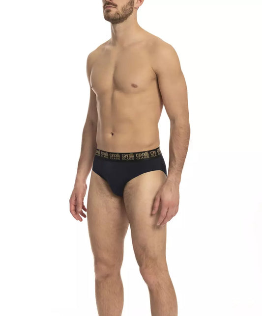 Cavalli Class Blue Cotton Men's Brief Pair Cavalli Class