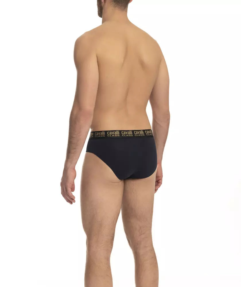 Cavalli Class Blue Cotton Men's Brief Pair Cavalli Class