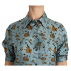 Dolce & Gabbana Multicolor Musical Instruments Silk Short sleeve Shirt
