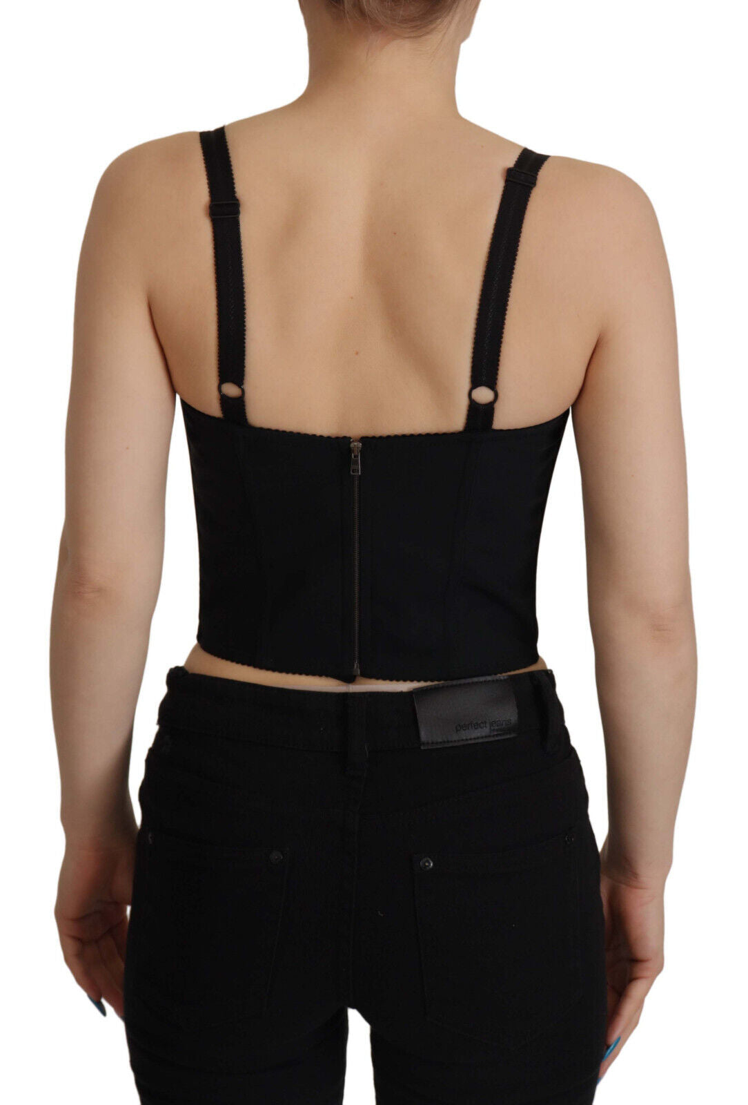 Dolce & Gabbana Black Patchwork Sicily Blouse Corset Cropped Top Dolce & Gabbana