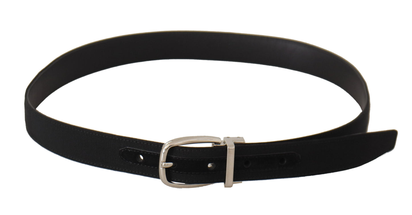Dolce & Gabbana Belt Black Calf Leather Silver Tone Metal Buckle Dolce & Gabbana