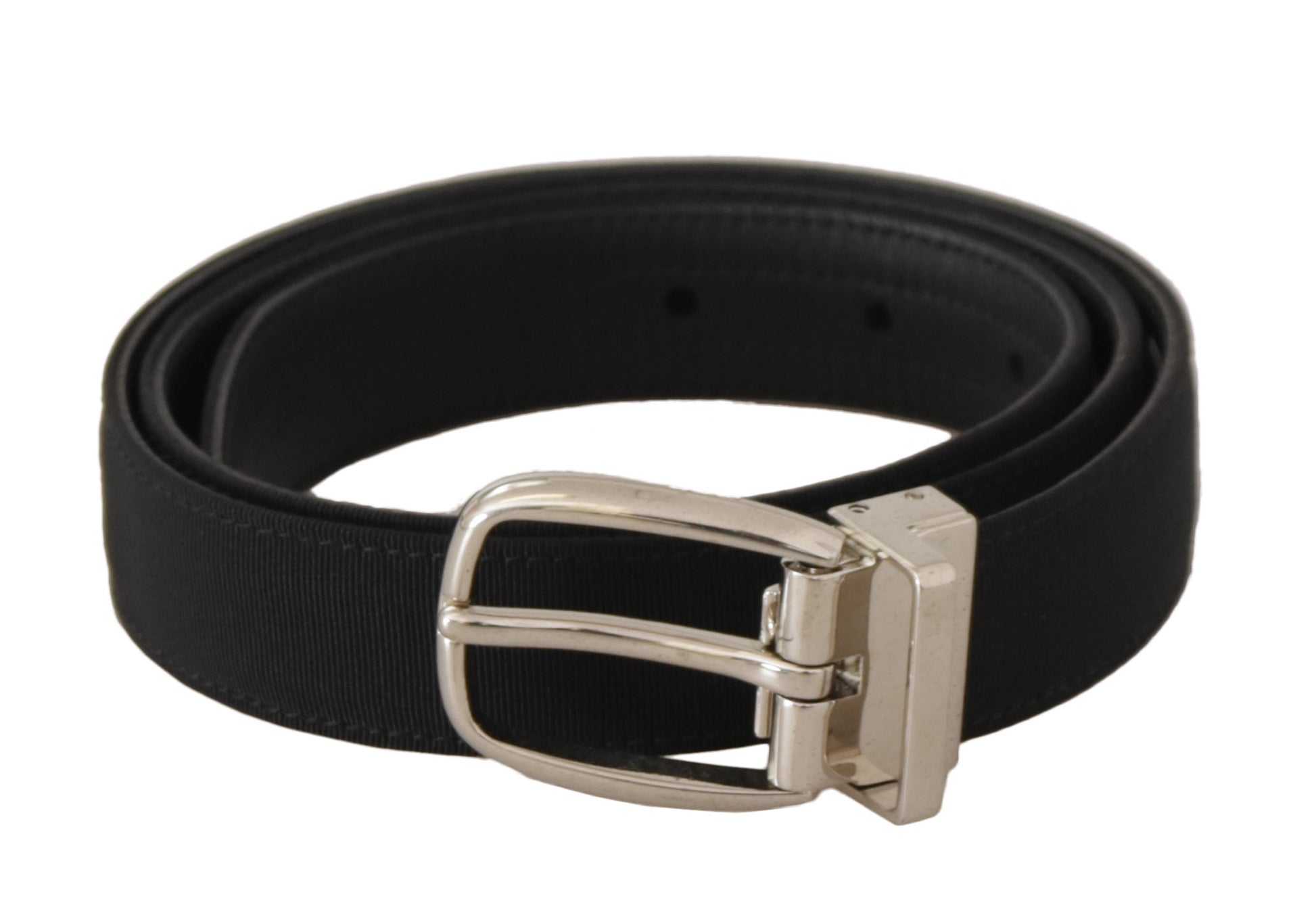 Dolce & Gabbana Belt Black Calf Leather Silver Tone Metal Buckle Dolce & Gabbana