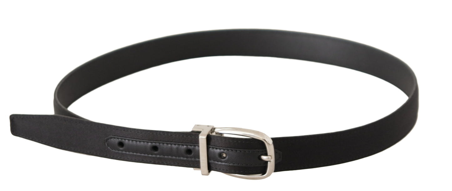 Dolce & Gabbana Black Canvas Leather Silver Logo Metal Buckle Belt Dolce & Gabbana