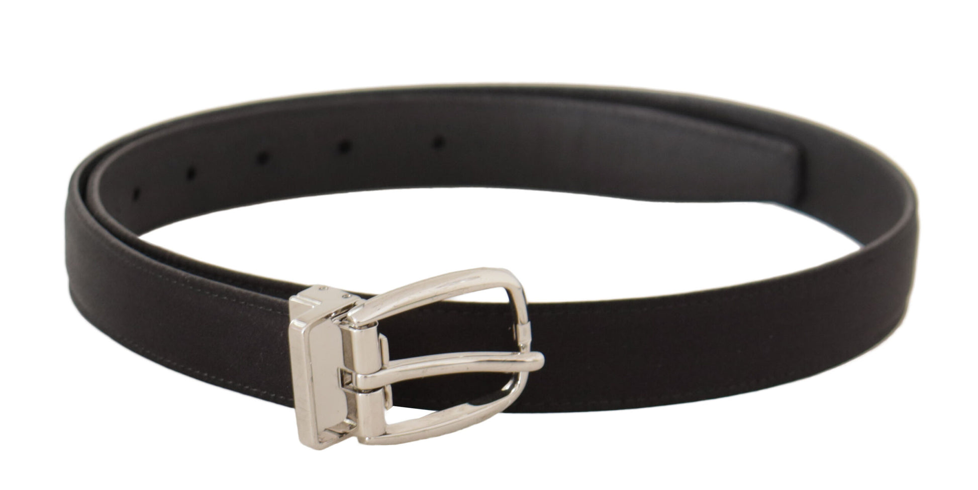 Dolce & Gabbana Black Canvas Leather Silver Logo Metal Buckle Belt Dolce & Gabbana