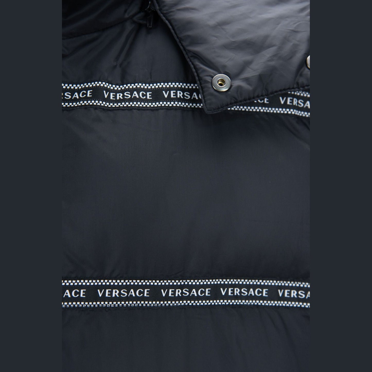 Versace Elegant Black Logo Band Vest with Detachable Hood Versace