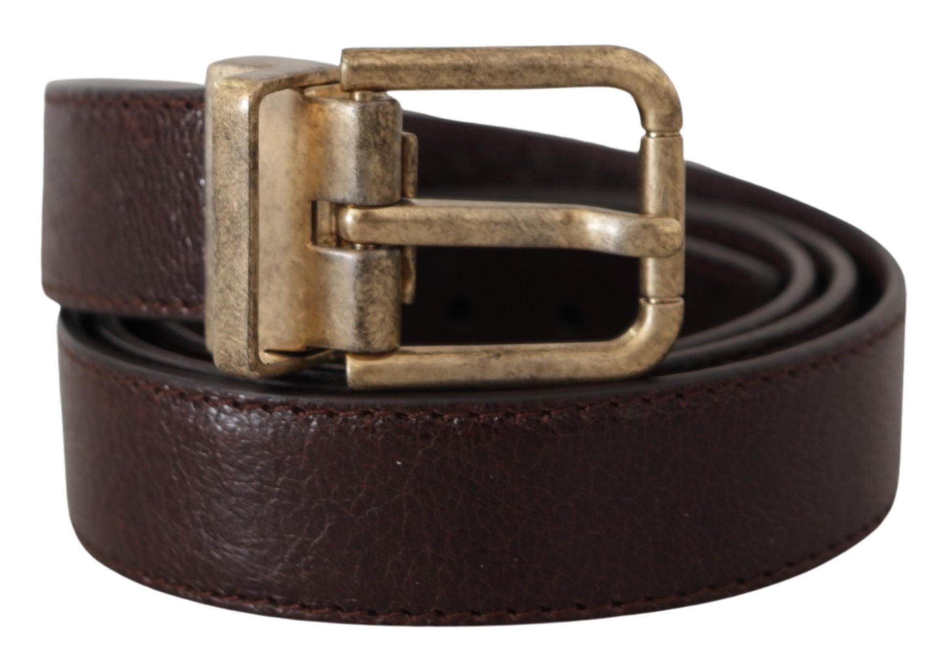 Dolce & Gabbana Brown Calf Leather Vintage Logo Metal Buckle Belt Dolce & Gabbana
