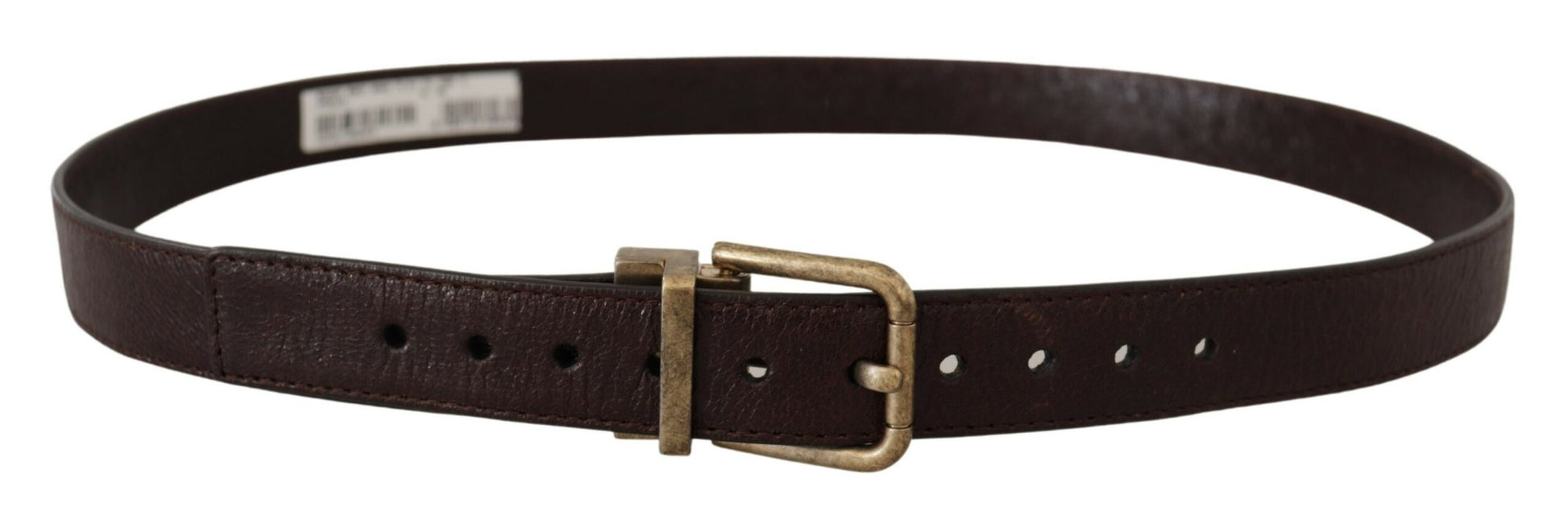 Dolce & Gabbana Brown Calf Leather Vintage Logo Metal Buckle Belt Dolce & Gabbana