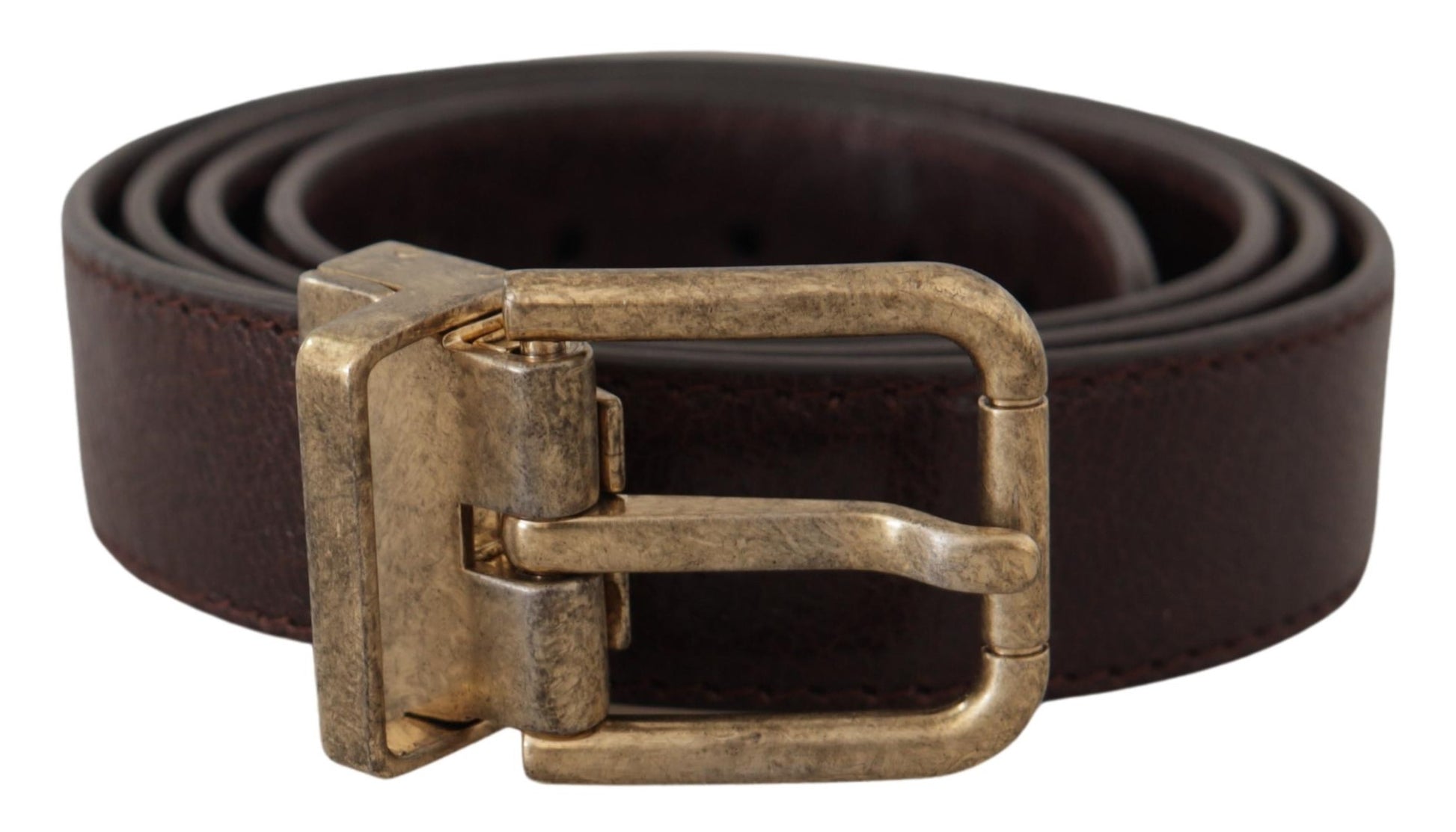 Dolce & Gabbana Brown Calf Leather Vintage Logo Metal Buckle Belt Dolce & Gabbana