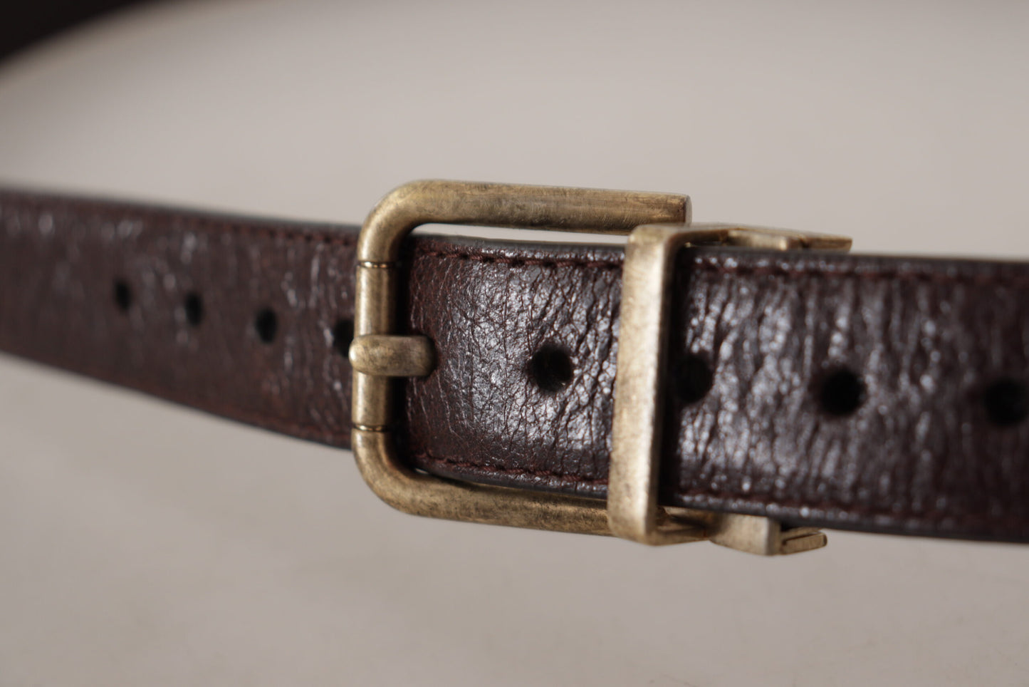 Dolce & Gabbana Brown Calf Leather Vintage Logo Metal Buckle Belt Dolce & Gabbana