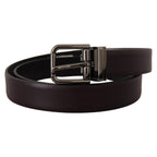 Dolce & Gabbana Dark Purple Leather Box Borchia Metal Buckle Belt