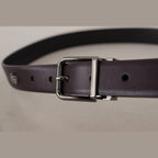 Dolce & Gabbana Dark Purple Leather Box Borchia Metal Buckle Belt