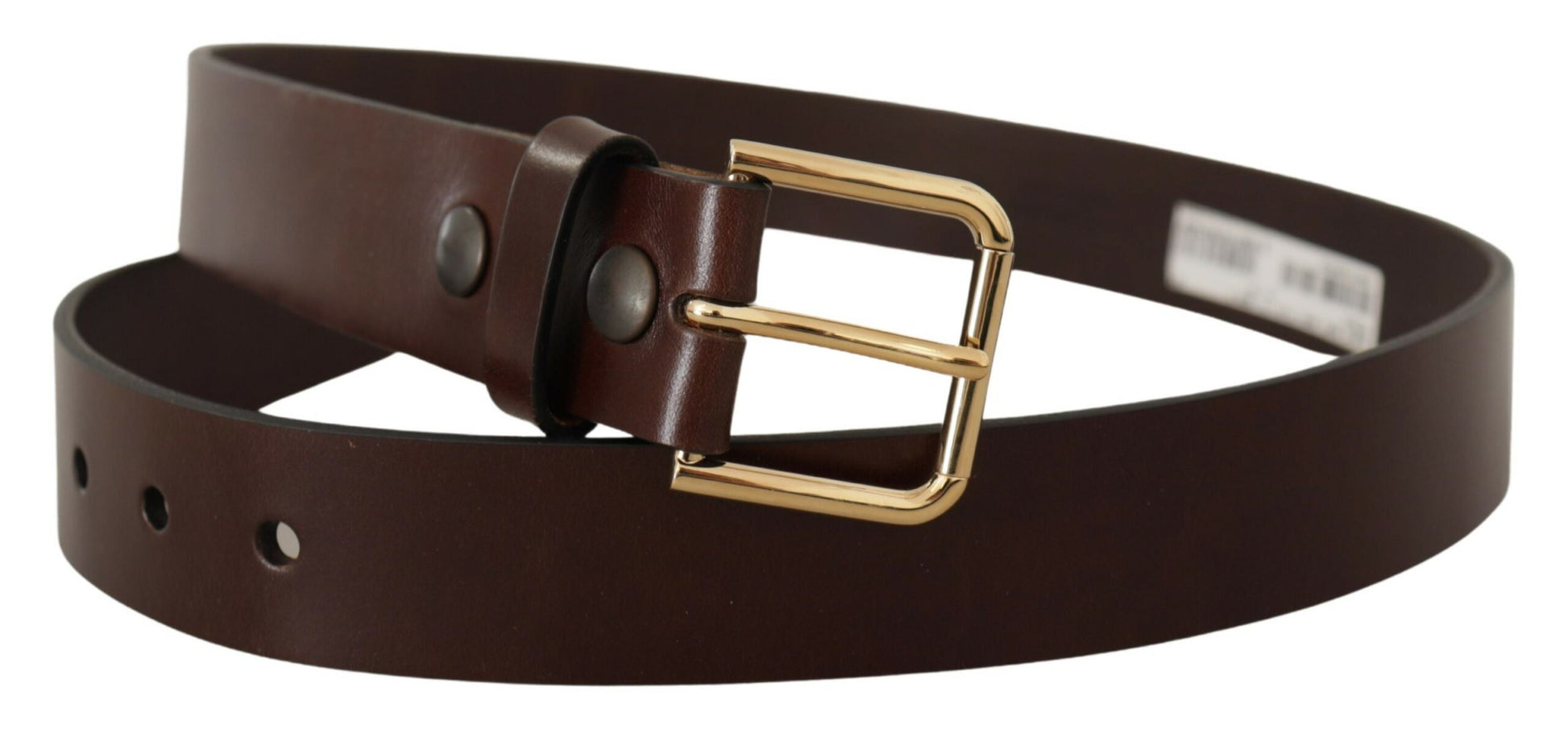 Dolce & Gabbana Brown Polished Leather Gold Tone Metal Buckle Belt Dolce & Gabbana