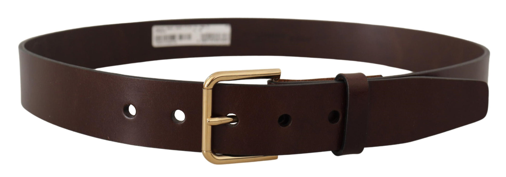 Dolce & Gabbana Brown Polished Leather Gold Tone Metal Buckle Belt Dolce & Gabbana