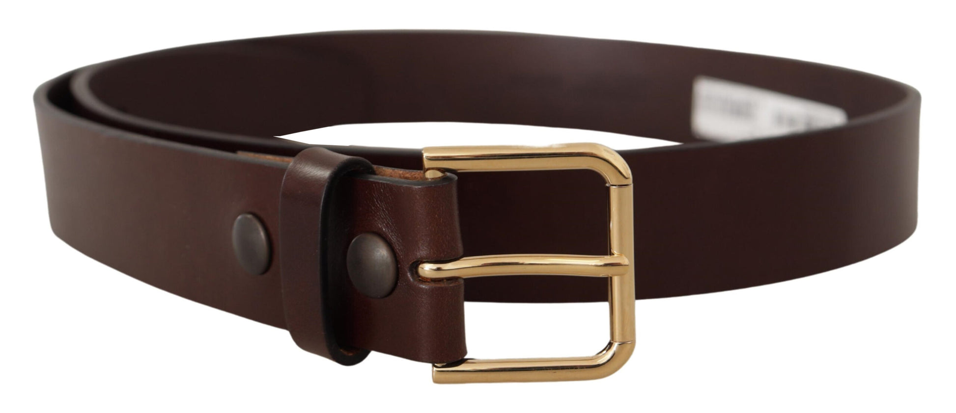 Dolce & Gabbana Brown Polished Leather Gold Tone Metal Buckle Belt Dolce & Gabbana