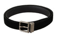Dolce & Gabbana Black Classic Velvet Logo Engraved Metal Buckle Belt