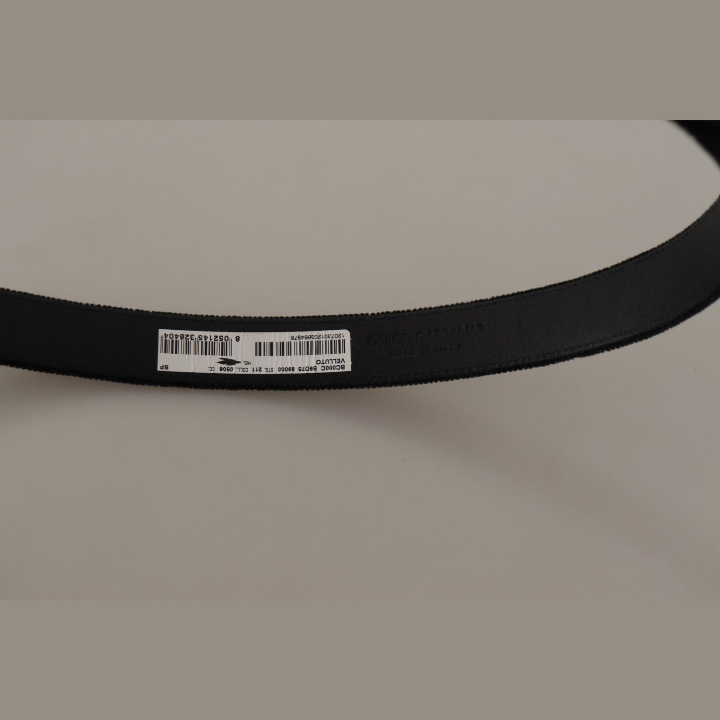 Dolce & Gabbana Black Velvet Leather Gold Tone Metal Buckle Belt