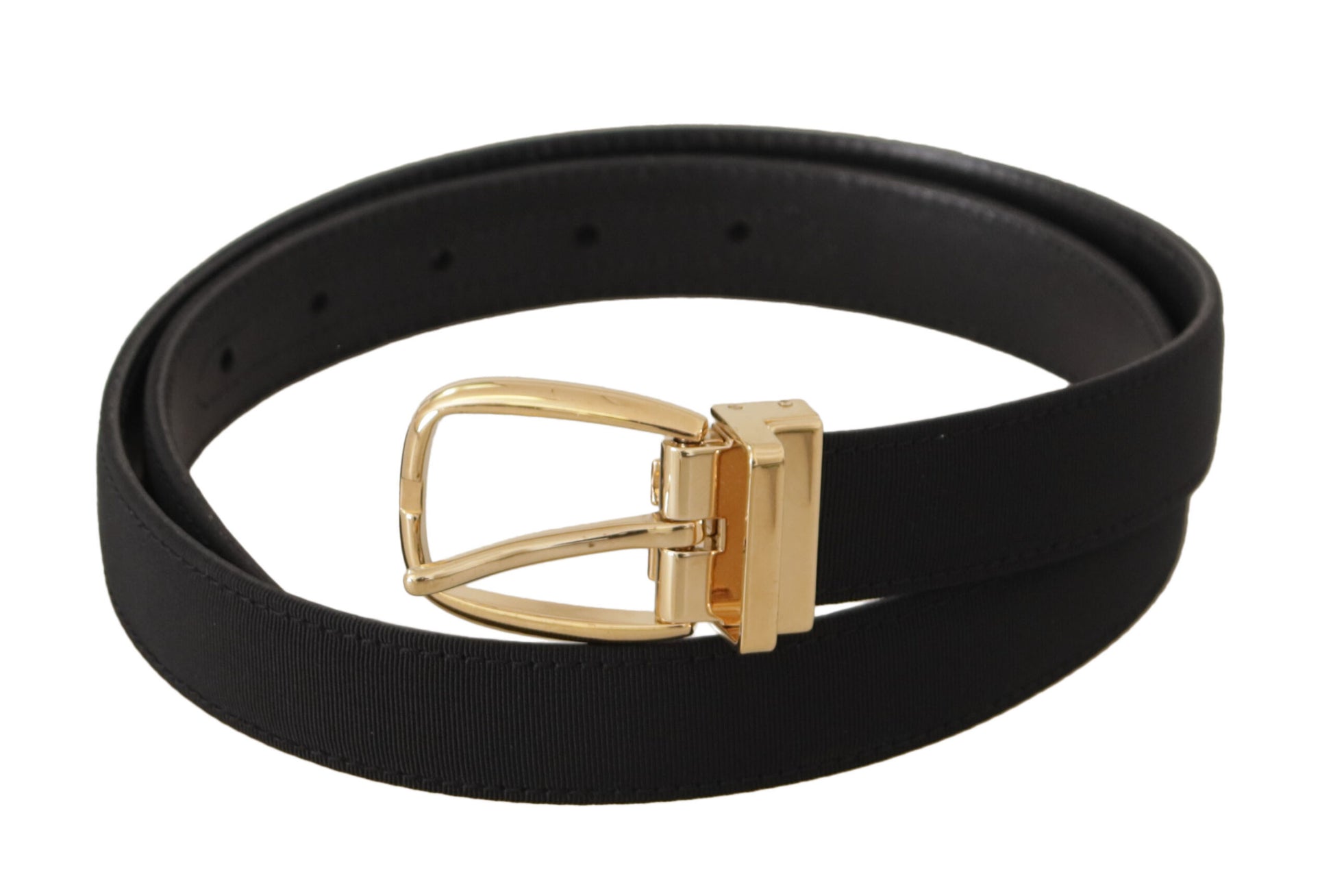 Dolce & Gabbana Black Canvas Leather Gold Metal Buckle Belt Dolce & Gabbana