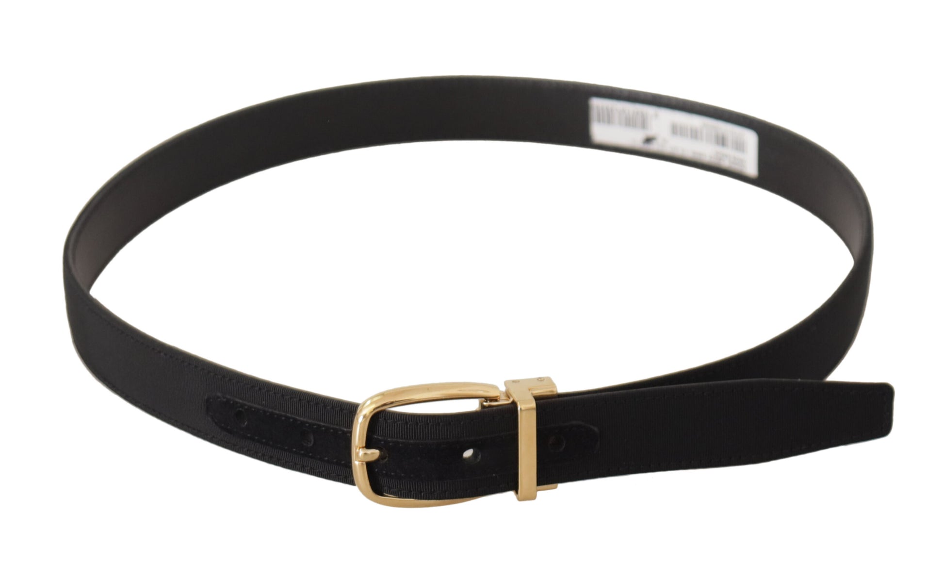 Dolce & Gabbana Black Canvas Leather Gold Metal Buckle Belt Dolce & Gabbana