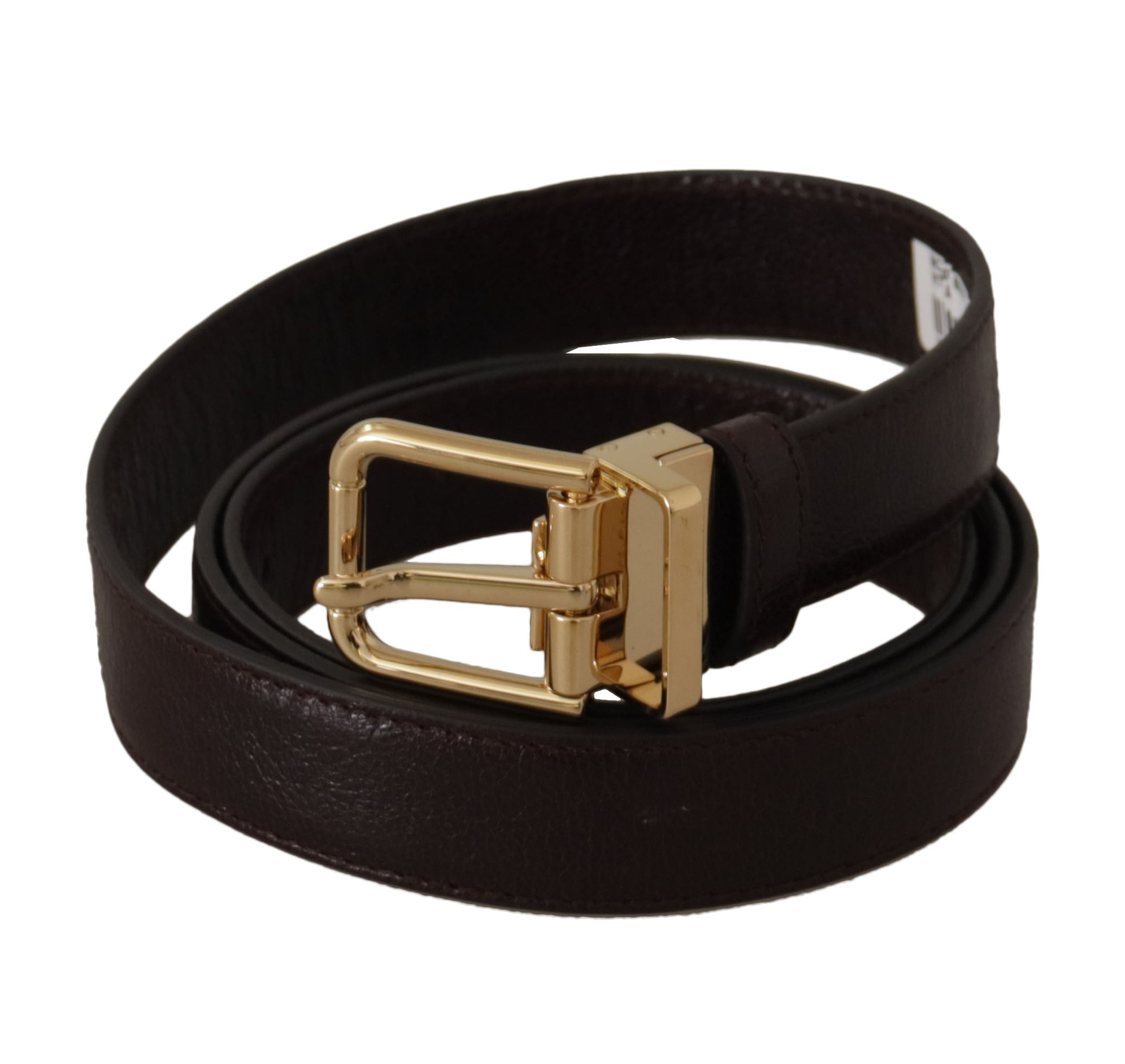 Dolce & Gabbana Brown Leather Gold Metal Buckle Belt Dolce & Gabbana