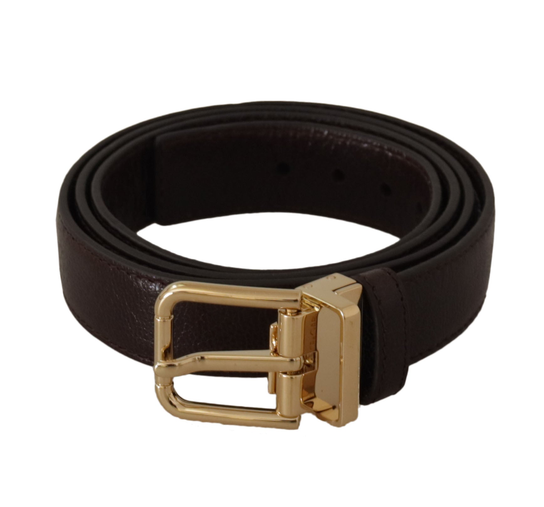 Dolce & Gabbana Brown Leather Gold Metal Buckle Belt Dolce & Gabbana