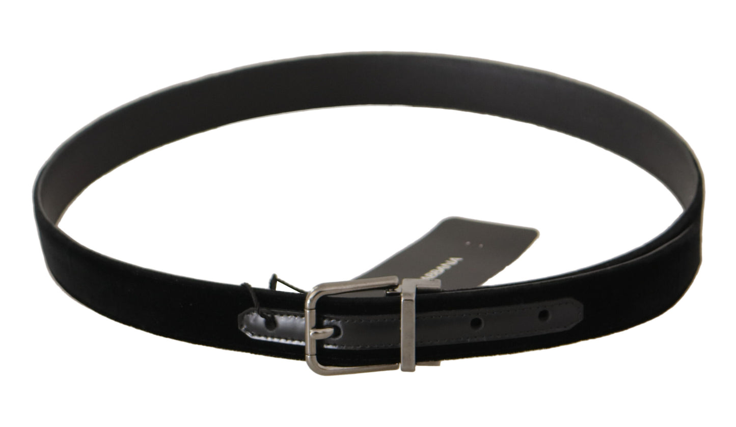 Dolce & Gabbana Black Cotton Silver Tone Metal Buckle Belt Dolce & Gabbana