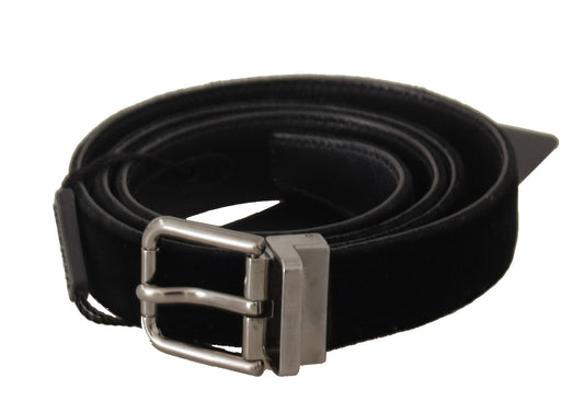 Dolce & Gabbana Black Cotton Silver Tone Metal Buckle Belt Dolce & Gabbana