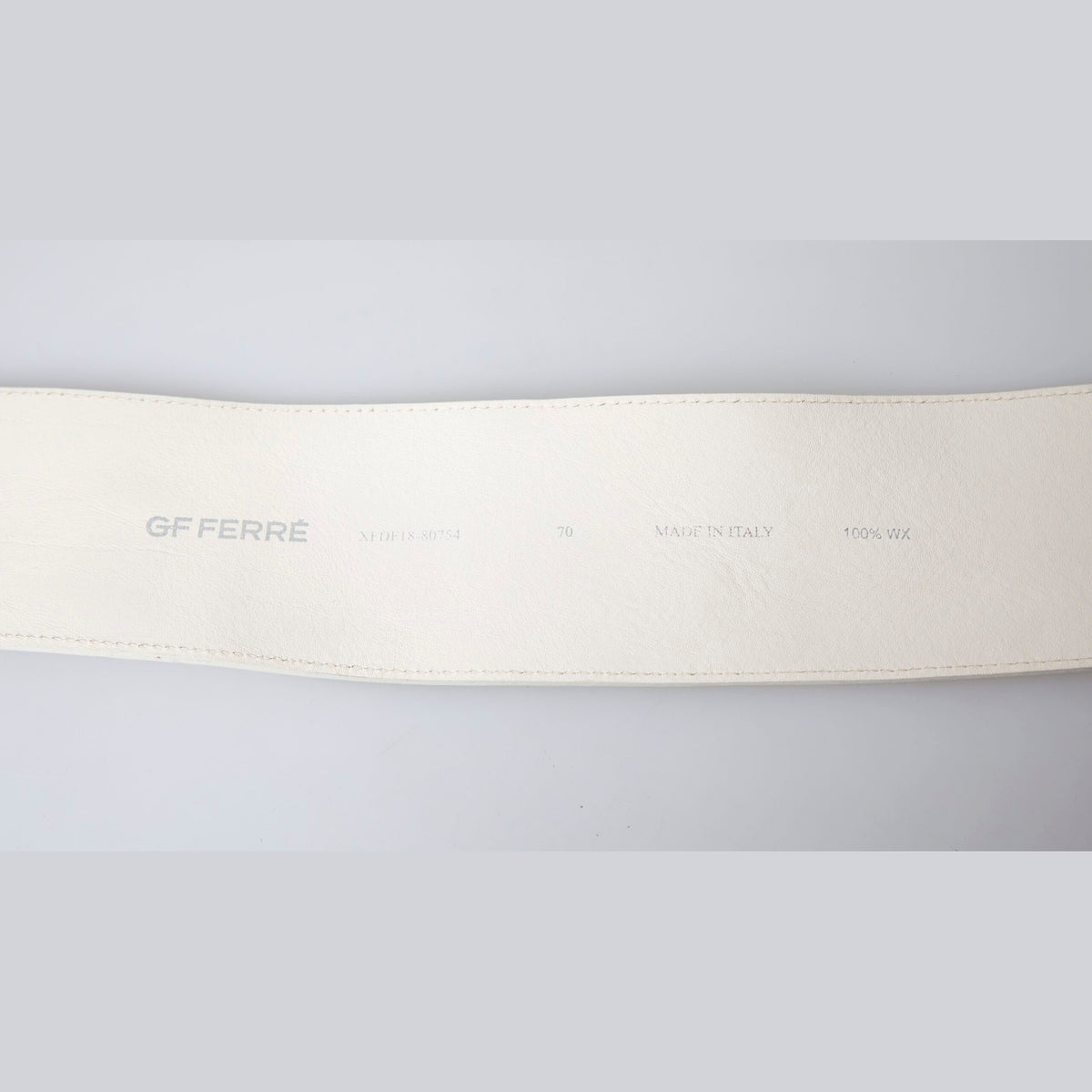 GF Ferre Off White Waxed Cotton Wide Fashion Waistband Belt